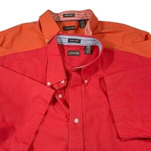 St.‎ Johns Bay Large Red Orange Shirt Bundle Short Sleeve Cotton Casual Preppy
